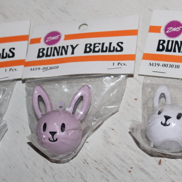 Vintage Bunny Bells Craft Supply by Zim's, SLC Utah - Easter Bunny memorabilia Project - Fine Craft Supplies Necklace bell