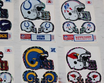 Vintage NFL Football Team Sticker Souvenirs - Oilers, Colts, Rams, Patriots, Seahawks, Steelers, Chargers, Saints, Lions