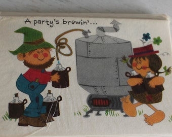 Vintage American Greetings Adult Party Invitations "A Party's Brewin' ..." Beer Invitation Ephemera