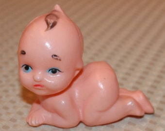 Vintage Plastic Crawling Baby Doll Boy - Crafting Souvenir Gift - Hong Kong