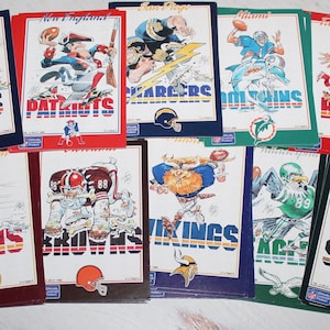 Vintage 1988 NFL Football Team Stickers, Bears, Patriots, Dolphins, Chiefs, Packers, Broncos, Lions, 49ers, Cowboys, etc
