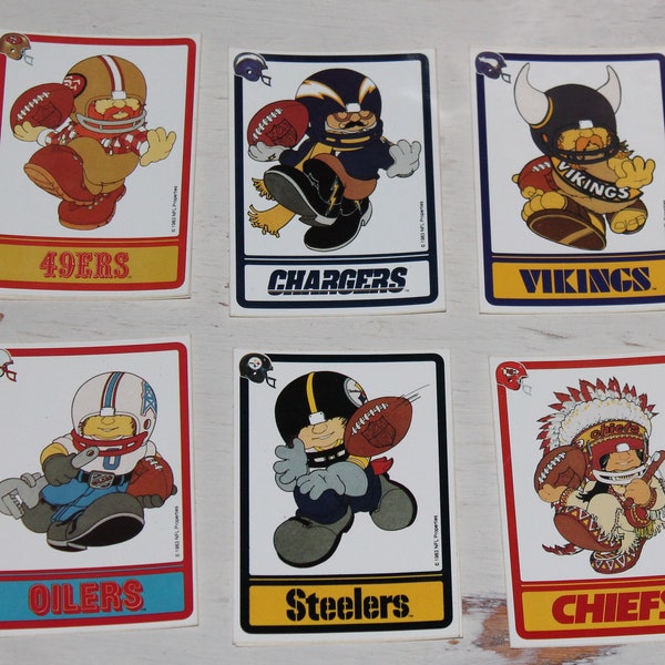 Vintage NFL Football Team Sticker Souvenirs - Eagles, 49ers, Chargers, Chiefs, Bengals, Browns, Bears, Saints, Raiders