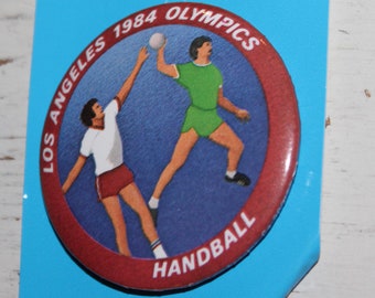 Vintage Los Angeles 1984 Olympic Handball Pinback Button Pin by L.A. Button CO, Regalo para colección