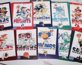 Vintage 1988 NFL Football Team Stickers, Bears, Patriots, Dolphins, Chiefs, Packers, Broncos, Lions, 49ers, Cowboys, etc