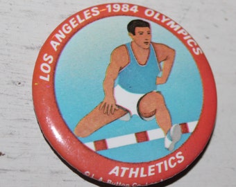 Vintage Los Angeles 1984 Olympic Athletics Pinback Button Pin de L.A. Button CO, regalo para coleccionista