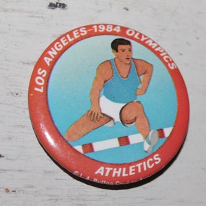 Vintage Los Angeles 1984 Olympic Athletics Pinback Button Pin by L.A. Button CO, Gift for Collector image 1