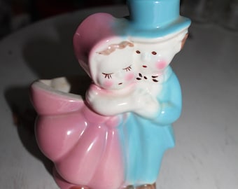 Vintage Sweetheart Couple Figurine Flower Pot Planter