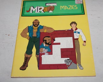 Vintage Mr. T Mazes Activity Coloring Book - 1980's Memorabilia - Gymnastics, Sports Ephemera