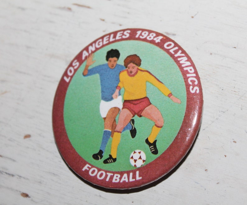 Vintage Los Angeles 1984 Olympic Football Soccer Pinback Button Pin by L.A. Button CO, Gift for Collection image 4