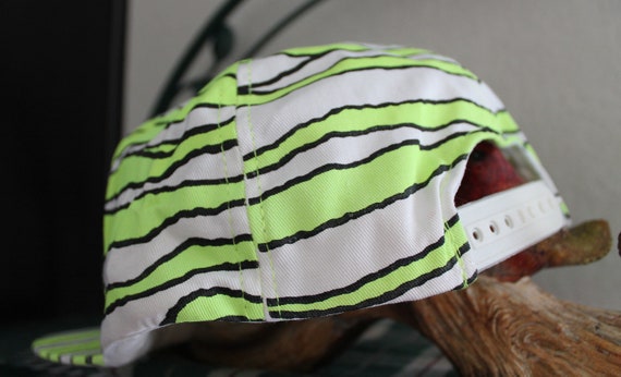 80's Neon Snap Back Baseball Hat, KC Zebra Stripe… - image 7