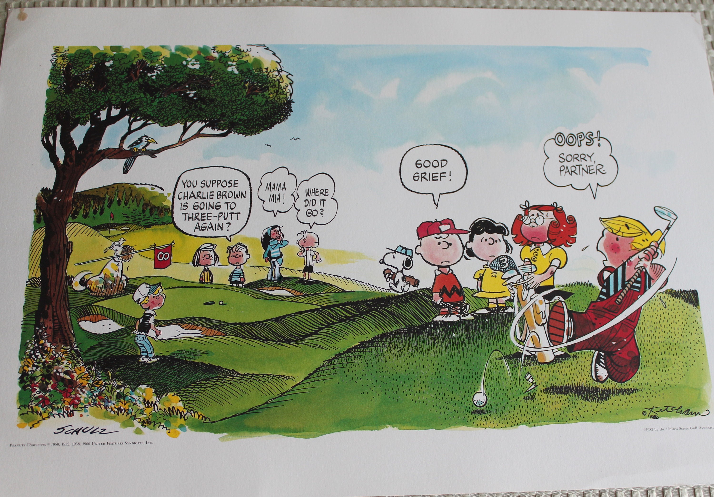 Rare Dennis the Menace and Peanuts Cartoon Golf Print Etsy