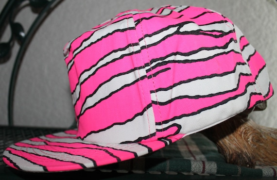 80's Neon Snap Back Baseball Hat, KC Zebra Stripe… - image 9