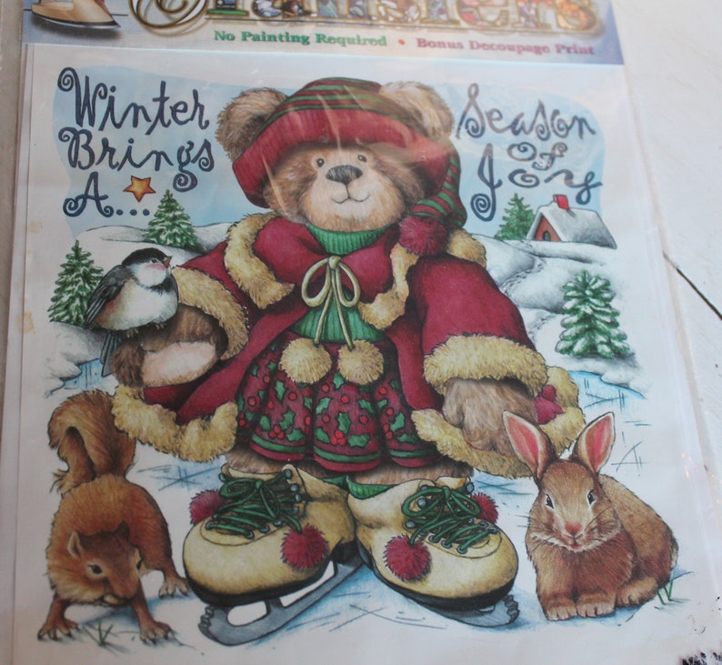Skating Bear Christmas Sweater Craft Project Winter brings a Season of Joy Iron-On Transfer
