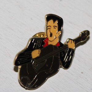 Elvis Presley Guitar Lapel Pin - Rockabilly Enamel Pinback Pin, Rock, pop music