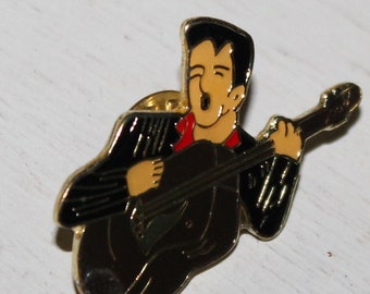 Elvis Presley Guitar Lapel Pin - Rockabilly Enamel Pinback Pin, Rock, pop music
