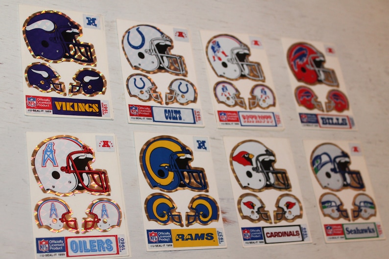 Vintage NFL Football Team Sticker Souvenirs Oilers Colts Etsy