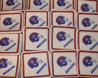 Vintage Denver Bronco Paper Coasters LOT of 10, 1960's Rare Football NFL coasters, Sports Memorabilia