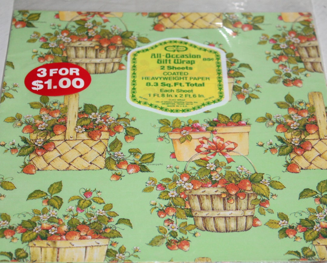 Strawberry All Occasion Gift Wrap or Wrapping Paper by CLEO Etsy