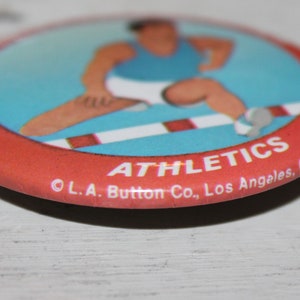 Vintage Los Angeles 1984 Olympic Athletics Pinback Button Pin by L.A. Button CO, Gift for Collector image 3