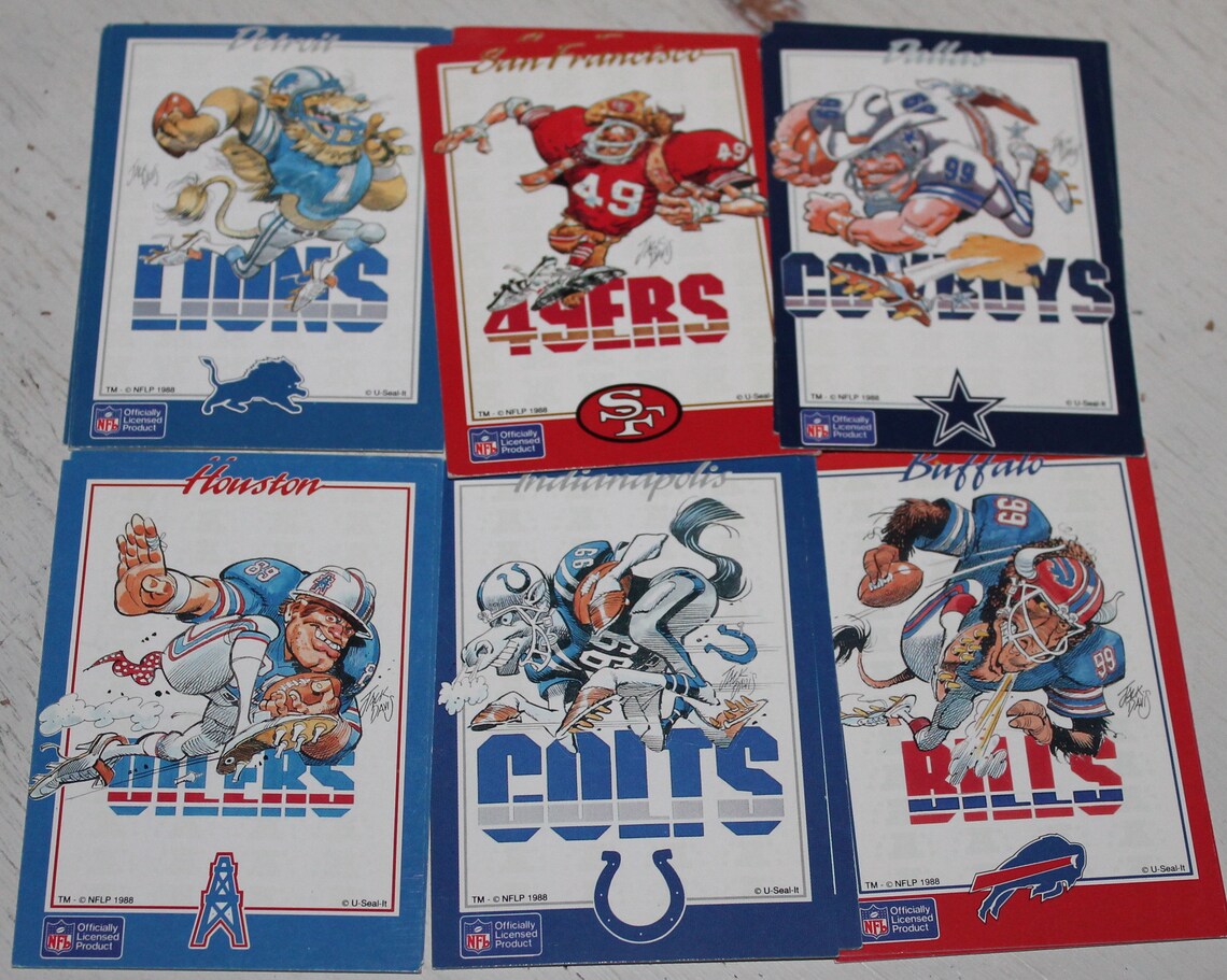 Vintage NFL Football Team Sticker Souvenirs Bears Patriots Etsy