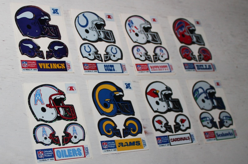 Vintage NFL Football Team Sticker Souvenirs Oilers Colts Etsy