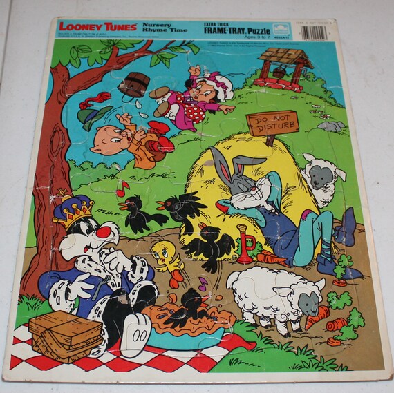 Vintage Looney Tunes Nursery Rhyme Time Frame Tray Toy Puzzle Etsy
