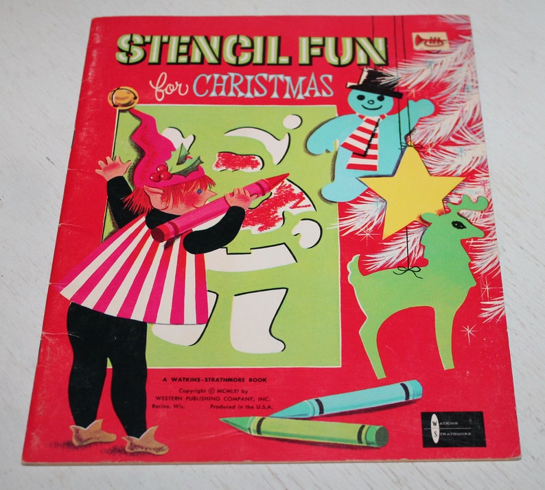 Craft Project fun Stencil Fun for Christmas Vintage Book A Watkins Strathmore Book