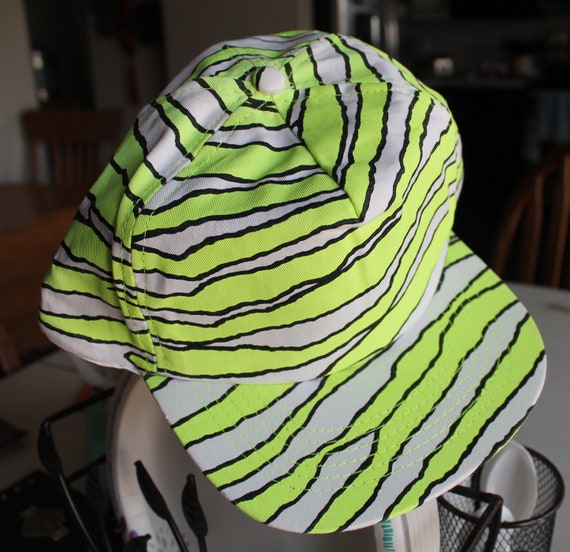 80's Neon Snap Back Baseball Hat, KC Zebra Stripe… - image 5
