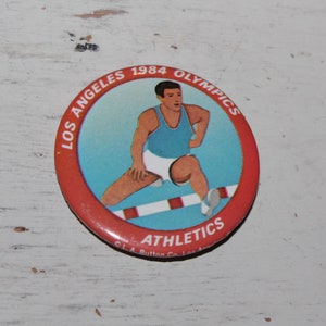 Vintage Los Angeles 1984 Olympic Athletics Pinback Button Pin by L.A. Button CO, Gift for Collector image 2