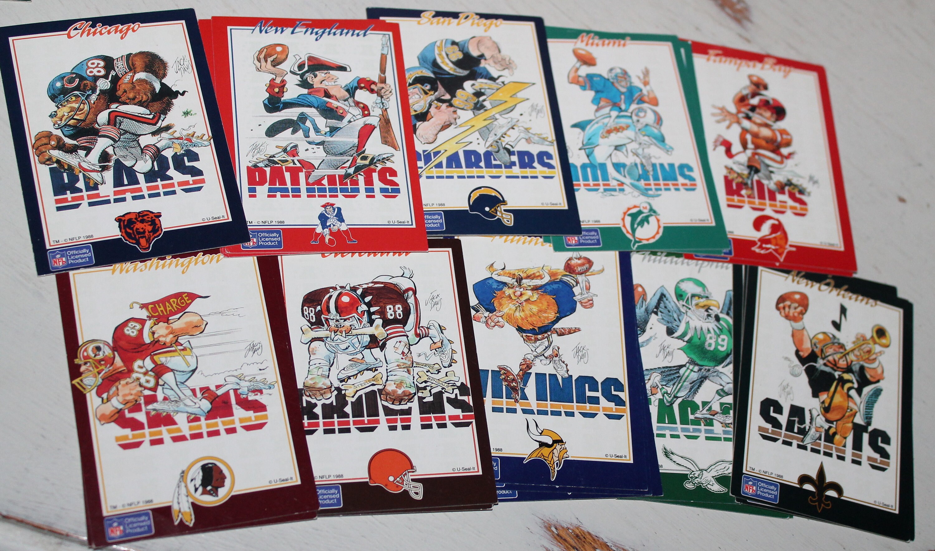 Vintage NFL Football Team Sticker Souvenirs Bears Patriots Etsy