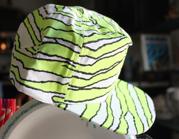 80's Neon Snap Back Baseball Hat, KC Zebra Stripe… - image 6