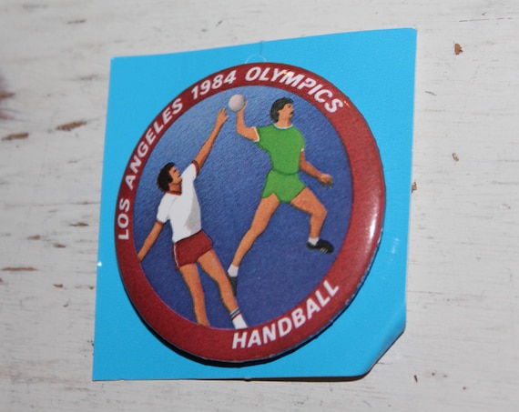 Vintage Los Angeles 1984 Olympic Handball Pinback… - image 1