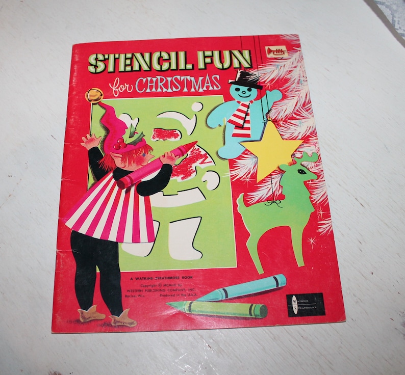 Craft Project fun Stencil Fun for Christmas Vintage Book A Watkins Strathmore Book