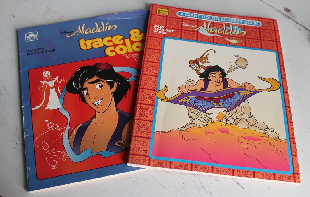 Vintage Disney's Aladdin Giant Coloring Activity Book and Aladdin Trace ...
