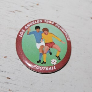 Vintage Los Angeles 1984 Olympic Football Soccer Pinback Button Pin by L.A. Button CO, Gift for Collection image 3