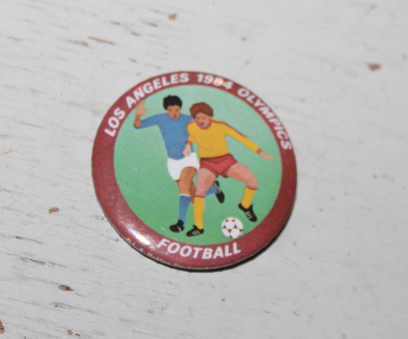 Vintage Los Angeles 1984 Olympic Football Soccer Pinback Button Pin by L.A. Button CO, Gift for Collection image 3