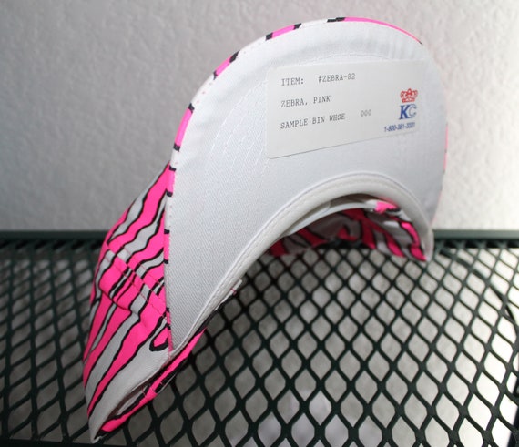80's Neon Snap Back Baseball Hat, KC Zebra Stripe… - image 4
