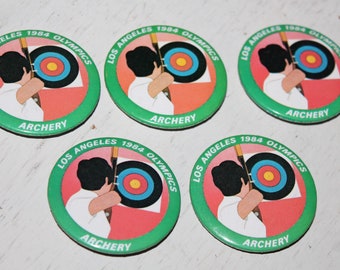 Vintage Los Angeles 1984 Olympic Archery Pinback Button Pin Lot by L.A. Button