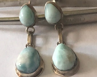 Boucles d’oreilles vintage Laramar Double Stone Sterling Silver Dangling