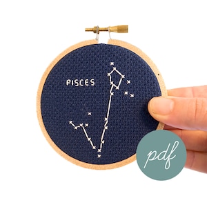 Pisces Constellation, Modern Cross Stitch Pattern, Zodiac *PDF Only