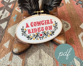 A Cowgirl Rides On, Modern Cross Stitch *PDF Only