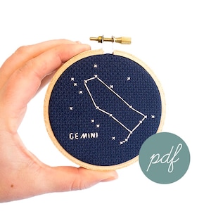 Gemini Constellation, Modern Cross Stitch Pattern, Zodiac *PDF Only