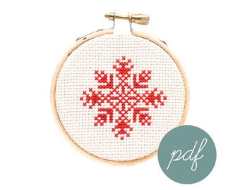 Snowflake Ornament #5, Modern Cross Stitch Pattern, *PDF Only