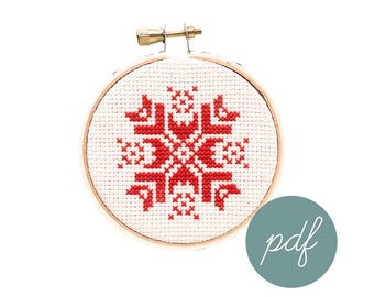 Snowflake Ornament #1, Modern Cross Stitch Pattern, *PDF Only