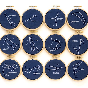 Zodiac Constellation Handmade Framed Cross Stitch