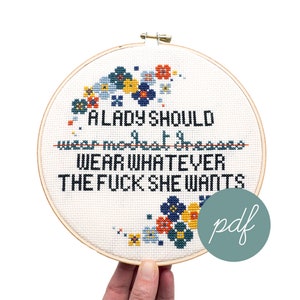 A Lady Should, Modern Cross Stitch Pattern, *PDF Only