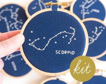Scorpio Constellation, Modern Cross Stitch Kit, Zodiac