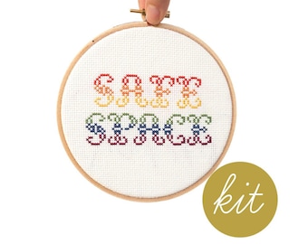 Safe Space Kit, DIY Modern Counted Cross Stitch Kit