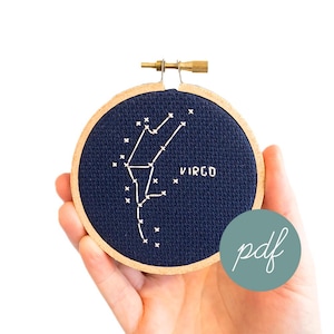 Virgo Constellation, Modern Cross Stitch Pattern, Zodiac *PDF Only