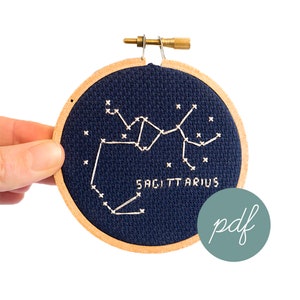 Sagittarius Constellation, Modern Cross Stitch Pattern, Zodiac *PDF Only